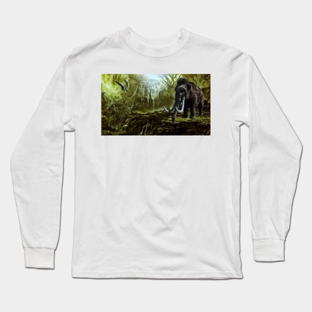 Woolly Mammoth - Dinosaur Long Sleeve T-Shirt by JimDeFazioPhotography